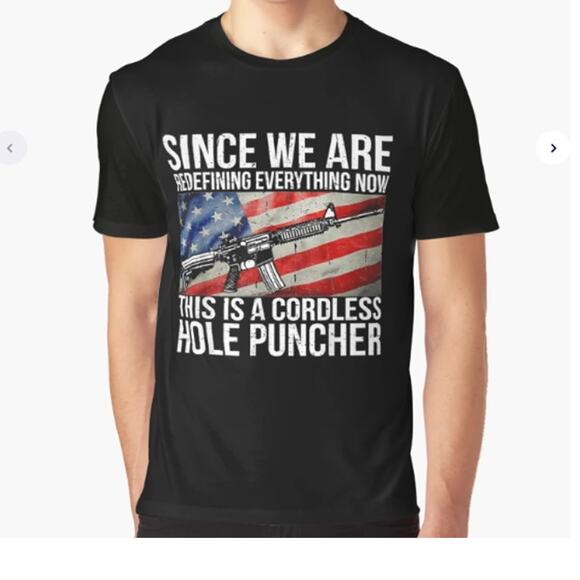 Men's Large TEE American Flag Patriotic Right To Bear Arms Black Red White Blue - Picture 2 of 6